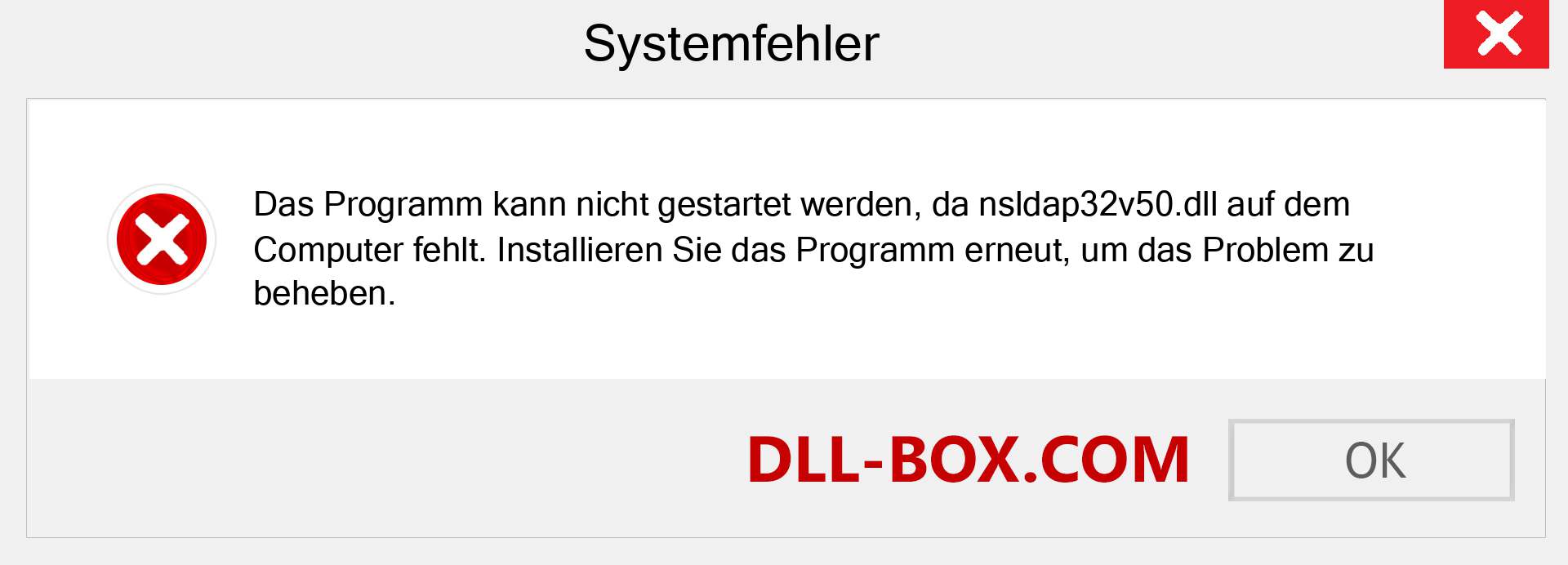 nsldap32v50.dll-Datei fehlt?. Download für Windows 7, 8, 10 - Fix nsldap32v50 dll Missing Error unter Windows, Fotos, Bildern